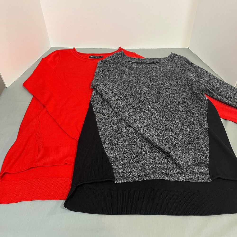 The Limited Sweater Bundle Women XS Red Black Gray High Low Hem‎ Pullover